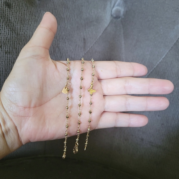 ✨️HP✨️ Dainty Gold💛 Pyrite Bracelet Trio3️⃣ - NWOT - Picture 3 of 15